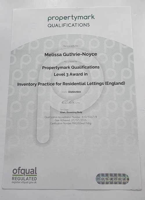 Awarded Distinction in property Mark qualification Awarded Distinction in property Mark qualification